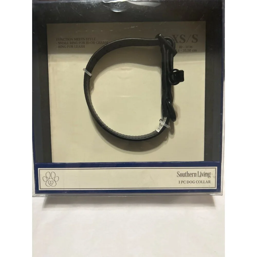 Southern Living XS/S Black Dog Collar Black 10-14 Inch